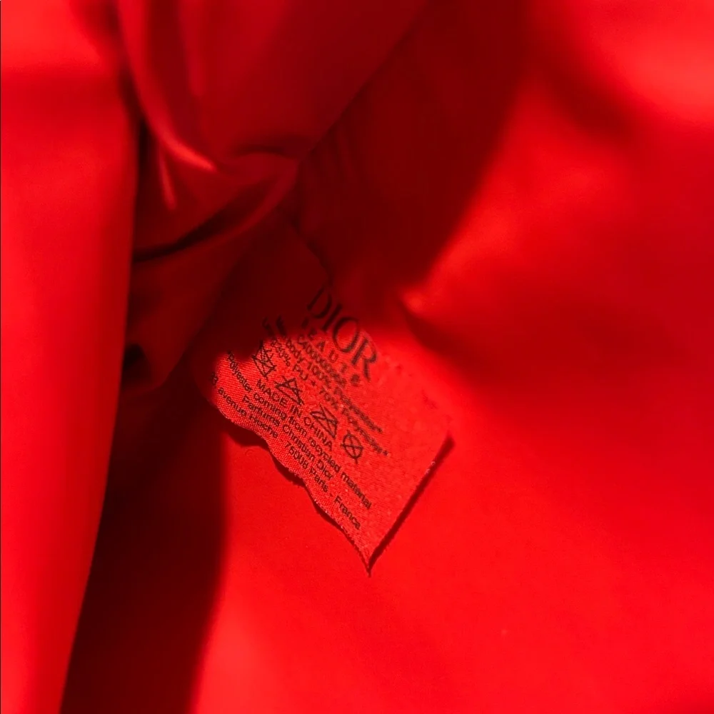 DIOR Zipper Cosmetic Embossed‎ CD Bright Red Fabric Travel Bag